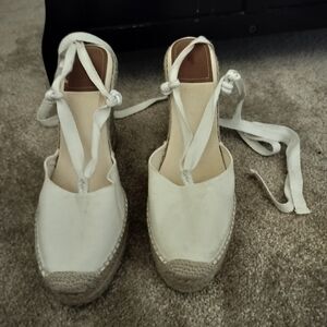 Women's White Espadrille Wedge Shoes